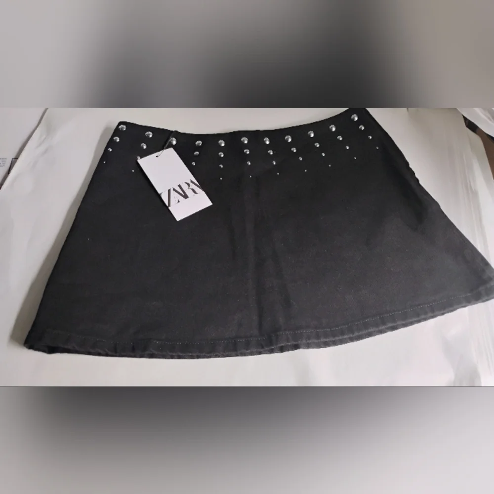 Zara Denim Black Studded Skirt - Picture 6 of 6